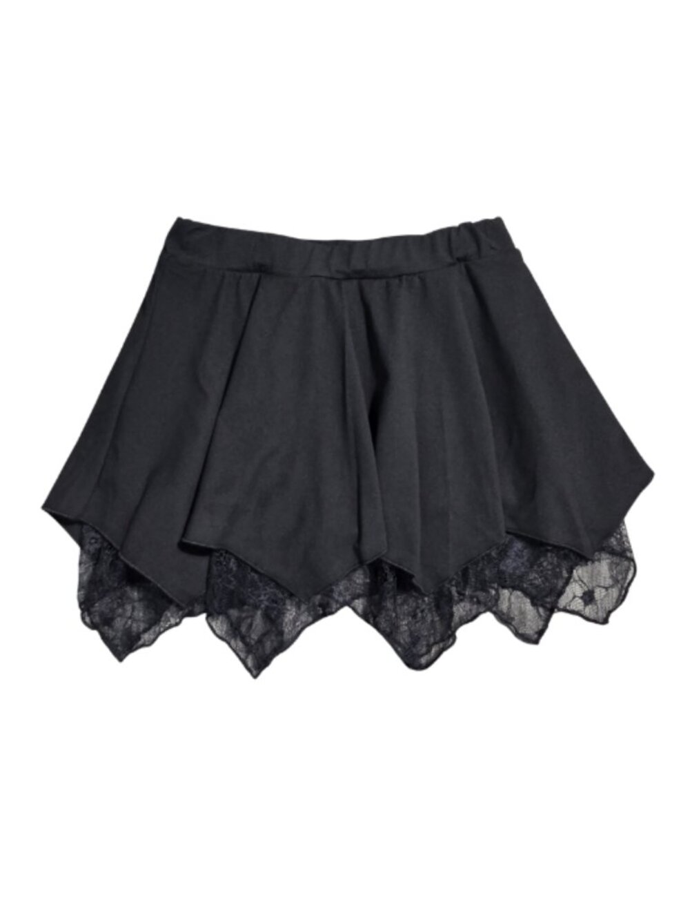 NWOT | Black Textured Skirt | Delicate Lace Trim Detail | Size Small